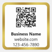 Bedrijfsnaam Goud en Witte Telefoon Website QR Cod Vierkante Sticker (Voorkant)