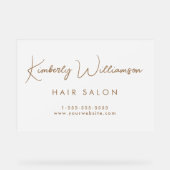 Bedrijfsnaam Gouden Handtekening Script Frosted Acryl Bord (Voorkant)