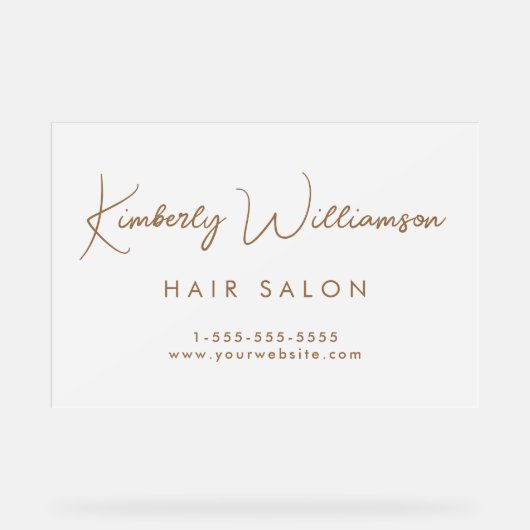 Bedrijfsnaam Gouden Handtekening Script Frosted Acryl Bord (Voorkant)