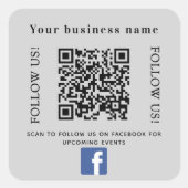 Bedrijfsnaam grijs qr code Facebook Vierkante Sticker (Voorkant)