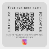 Bedrijfsnaam grijs qr code Instagram Vierkante Sticker (Voorkant)