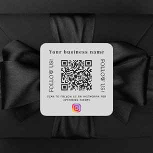 Bedrijfsnaam grijs qr code Instagram Vierkante Sticker