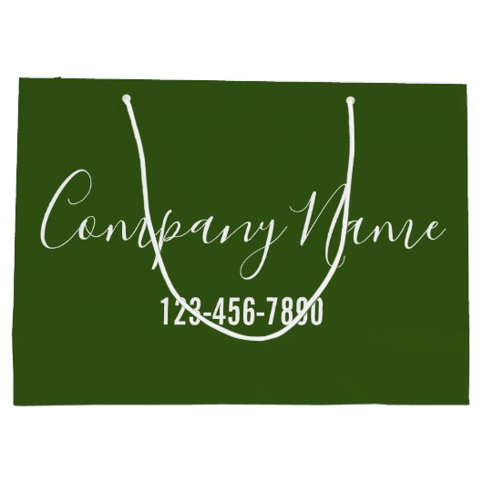 Bedrijfsnaam Groen en Wit Script Telefoonnummer Groot Cadeauzakje (Achterkant)