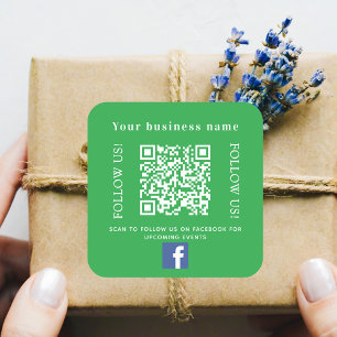 Bedrijfsnaam groen qr code Facebook Vierkante Sticker