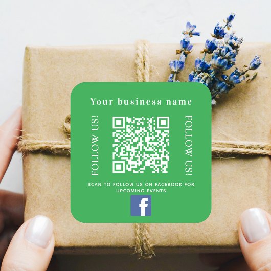 Bedrijfsnaam groen qr code Facebook Vierkante Sticker