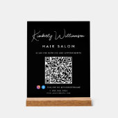 Bedrijfsnaam Handtekening Script QR Code Zwart Acryl Bord (Voorkant)