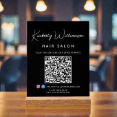 Bedrijfsnaam Handtekening Script QR Code Zwart Acryl Bord