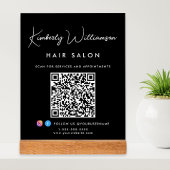 Bedrijfsnaam Handtekening Script QR Code Zwart Acryl Bord