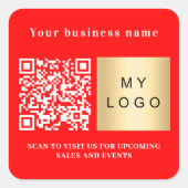 Bedrijfsnaam helder rood logo qr code vierkante sticker (Voorkant)