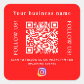 Bedrijfsnaam helder rood qr code Instagram Vierkante Sticker (Voorkant)