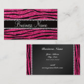 Bedrijfsnaam hete roze glitterzebrastrepen visitekaartje (Voorkant / Achterkant)