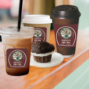 Bedrijfsnaam  Koffiewinkel Gepersonaliseerd Logo Vierkante Sticker