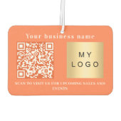 Bedrijfsnaam koraal sinaasappel logo qr code luchtverfrisser (Achterkant)