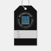 Bedrijfsnaam, Logo, Adres, Zwart/Grijs Prijs Label Cadeaulabel (Voorkant)