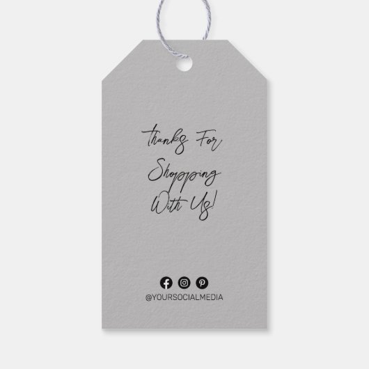 Bedrijfsnaam, Logo, Adres, Zwart/Grijs Prijs Label Cadeaulabel (Achterkant)