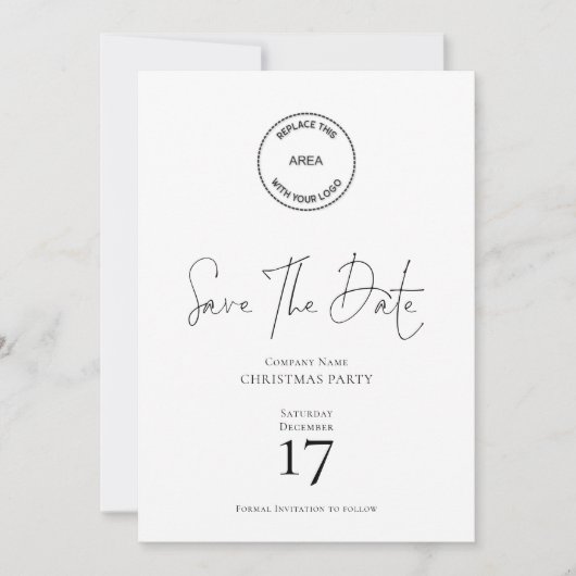 Bedrijfsnaam Logo Christmas Party Save the Date Kaart (Voorkant)