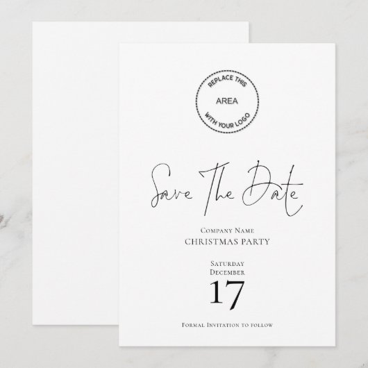 Bedrijfsnaam Logo Christmas Party Save the Date Kaart (Voorkant / Achterkant)