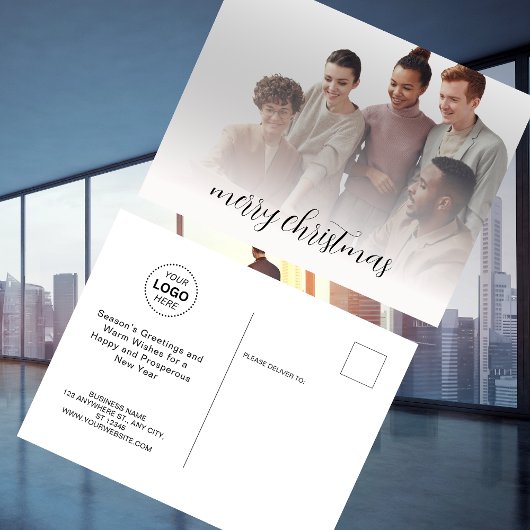 Bedrijfsnaam Logo & Foto Vrolijk Kerstfeest Briefkaart