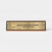 Bedrijfsnaam Logo Gold Black Elegant Custom Bureau Naambordje (Voorkant)