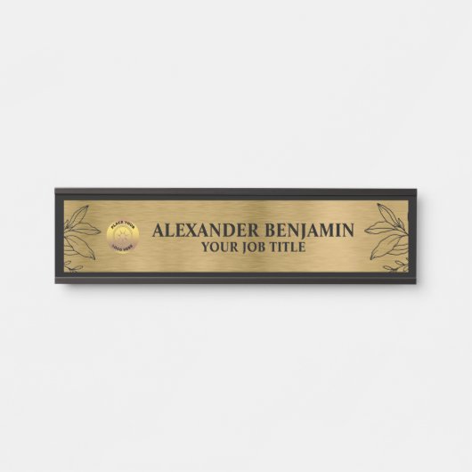 Bedrijfsnaam Logo Gold Black Elegant Custom Deurbordje (Voorkant)