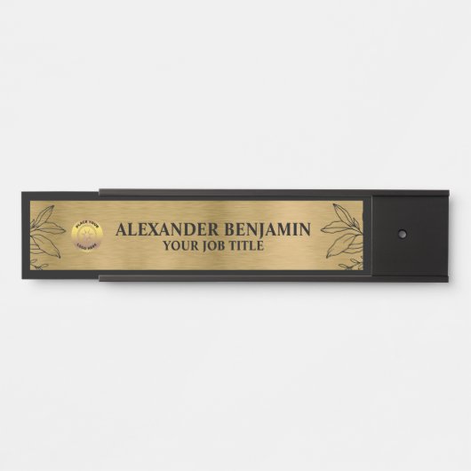 Bedrijfsnaam Logo Gold Black Elegant Custom Deurbordje (Voorkant)