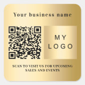 Bedrijfsnaam logo gold qr code vierkante sticker (Voorkant)