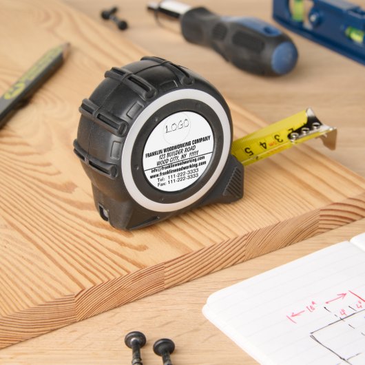 Bedrijfsnaam LOGO Klantencadeau Zwart Wit Rolmaat (Houtwerk)