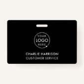 Bedrijfsnaam Logo | Minimalistisch zwart personeel Badge (Voorkant)