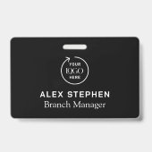 Bedrijfsnaam Logo | Minimalistisch zwart personeel Badge (Achterkant)