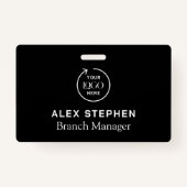 Bedrijfsnaam Logo | Minimalistisch zwart personeel Badge (Voorkant)