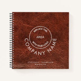 Bedrijfsnaam Logo QR bruin kunstleder Notitieboek