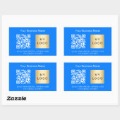 Bedrijfsnaam logo qr code bright blue rechthoekige sticker (Vel)