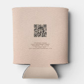 Bedrijfsnaam Logo QR-code Cream Faux leder Blikjeskoeler (Achterkant)