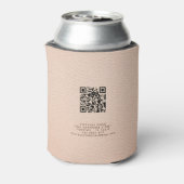 Bedrijfsnaam Logo QR-code Cream Faux leder Blikjeskoeler (Blikje Achterkant)