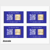 Bedrijfsnaam logo qr code donkerblauw rechthoekige sticker (Vel)