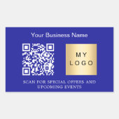 Bedrijfsnaam logo qr code donkerblauw rechthoekige sticker (Voorkant)