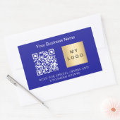 Bedrijfsnaam logo qr code donkerblauw rechthoekige sticker (Envelop)