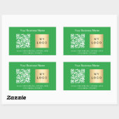 Bedrijfsnaam logo qr code groen rechthoekige sticker (Vel)