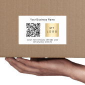 Bedrijfsnaam logo qr code merkkleur rechthoekige sticker