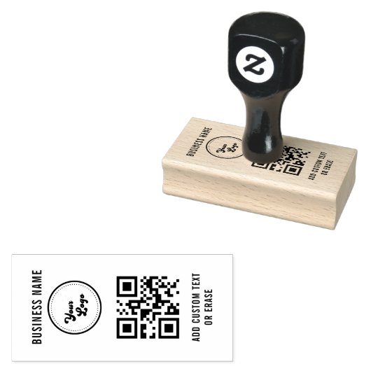 Bedrijfsnaam Logo QR-code Modern Professional Rubberstempel (Gestempeld)