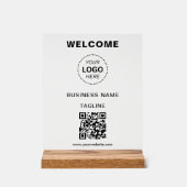 Bedrijfsnaam Logo & QR Code Welkom Acryl Teken Bord (Voorkant)