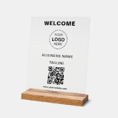 Bedrijfsnaam Logo & QR Code Welkom Acryl Teken Bord (Hoek)