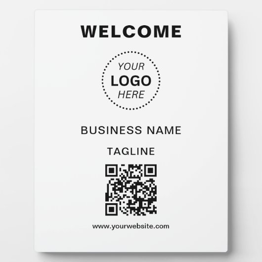 Bedrijfsnaam Logo & QR Code Welkom Plaque Fotoplaat (Voorkant)