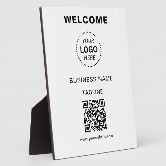 Bedrijfsnaam Logo & QR Code Welkom Plaque Fotoplaat (Zijkant)