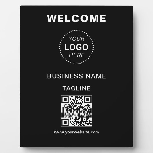 Bedrijfsnaam Logo & QR Code Welkom Plaque Fotoplaat (Voorkant)