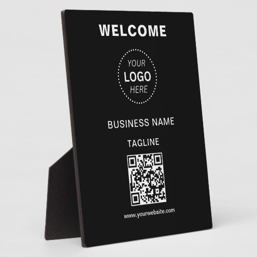 Bedrijfsnaam Logo & QR Code Welkom Plaque Fotoplaat (Zijkant)