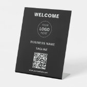 Bedrijfsnaam Logo & QR-code Welkom voetstuk Reclamebord Met Voetstuk (Voorkant)