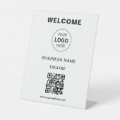 Bedrijfsnaam Logo & QR-code Welkom voetstuk Reclamebord Met Voetstuk (Voorkant)