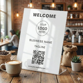 Bedrijfsnaam Logo & QR-code Welkom voetstuk Reclamebord Met Voetstuk
