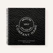 Bedrijfsnaam Logo QR zwart Faux leder Notitieboek (Voorkant)